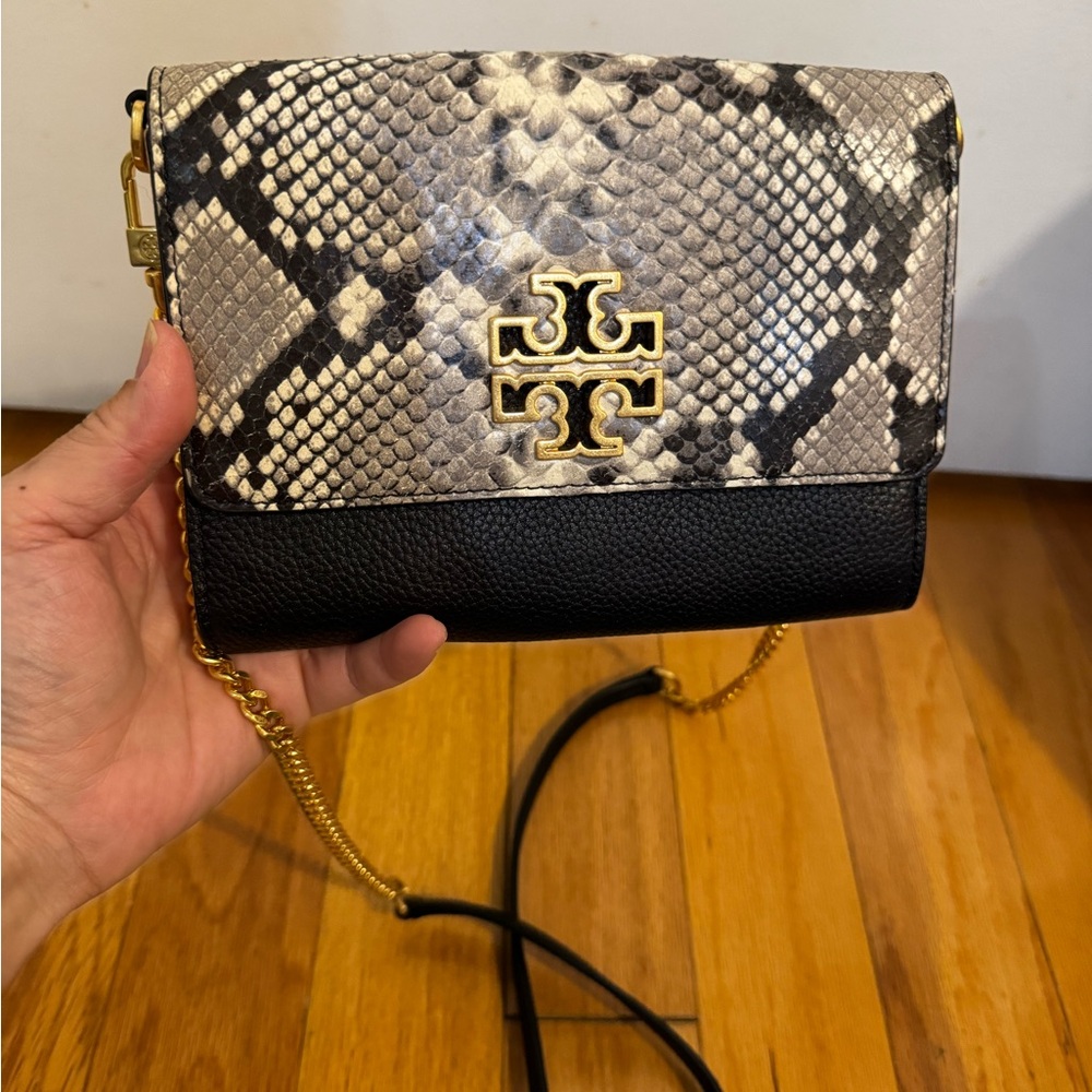 Tory Burch Snakeskin and Black Crossbody Bag